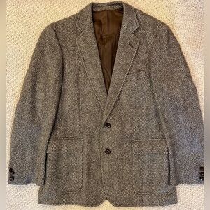 Men’s Wool Herringbone Tweed Blazer – Woolmark® Certified, Size 42